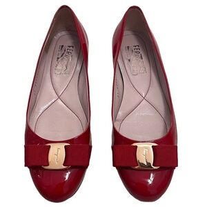 Salvatore Ferragamo Womens Red Varina ballet flats Size 7.5